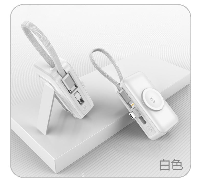 3-in-1 Magnetic Wireless Charger5000mAh Built-in Cable Portable Power Bank for Watches and Phones Wireless Charging Dropshipping