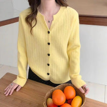2025Spring New Soft Gentle Fairy Style Hollow Out Sweater Mid-Length Lazy Solid Color Cover-Up Top