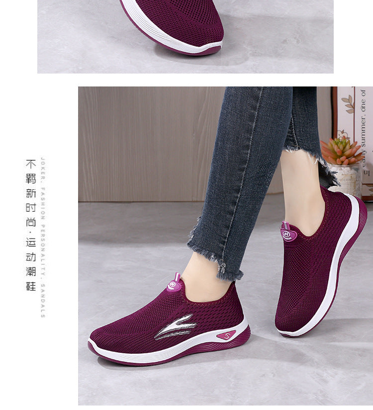Old Beijing Cloth Shoes for Men, Slip-On Woven Surface Walking Shoes, Elderly Shoes, Non-Slip Soft Sole Casual Sports Shoes