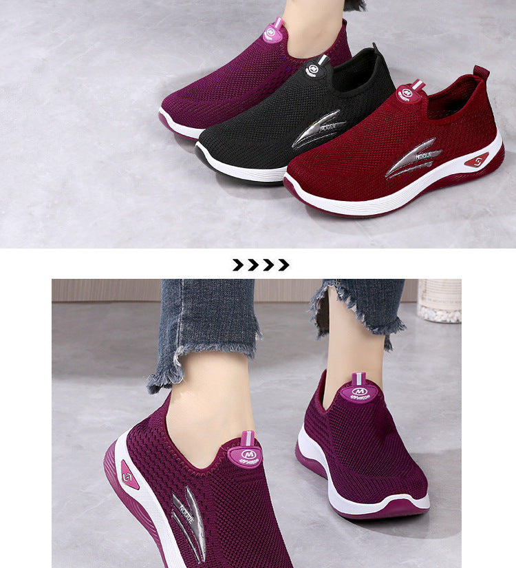 Old Beijing Cloth Shoes for Men, Slip-On Woven Surface Walking Shoes, Elderly Shoes, Non-Slip Soft Sole Casual Sports Shoes
