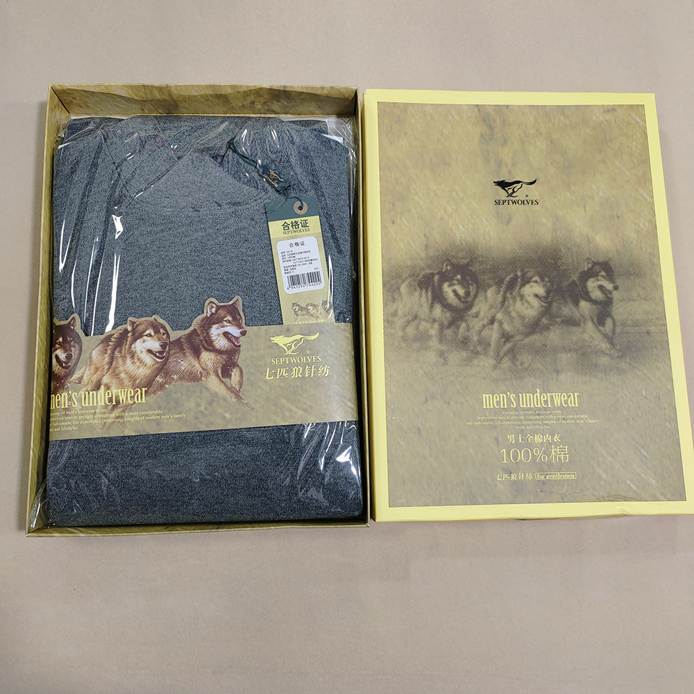 Septwolves Men's Thermal Underwear Set Pure Cotton Base Layer Long Johns Full Cotton Thermal Shirt Men's Thermal Underwear Winter Thin Style http://detail.1688.com/offer/659848075118.html