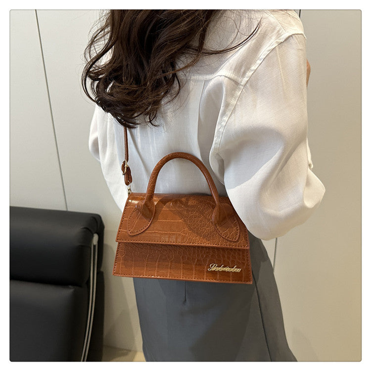 Korean style stone pattern single shoulder bag for women2025New Textured Handheld Small Square Bag Versatile Fashion Simple Crossbody Bag