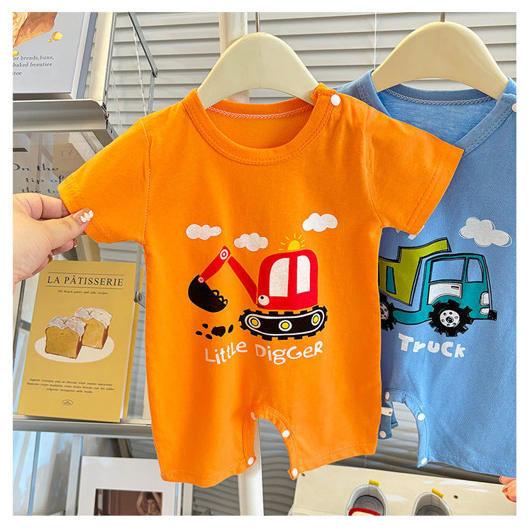 Pure Cotton Infant Jumpsuit Summer Pure Cotton Printed Korean Version Baby Romper Lightweight Breathable Unisex Baby Short Sleeve