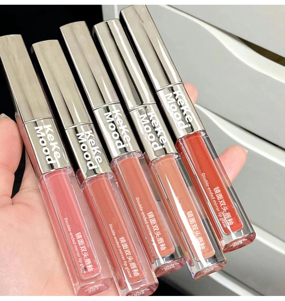 keke mood Water-Feel Dual-Ended Lip Glaze Water Gloss Mirror Lip Gloss Matte Mist Lip Mud Natural Look Affordable Lipstick