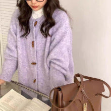 2025Spring New Soft Gentle Fairy Style Hollow Out Sweater Mid-Length Lazy Solid Color Cover-Up Top