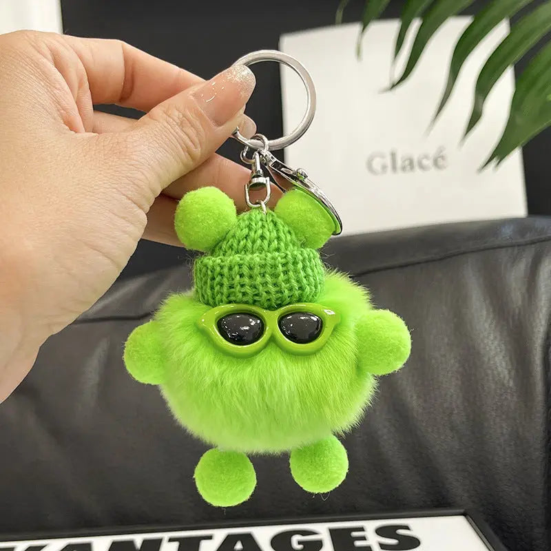 Rex Rabbit Fur Small Coal Ball Keychain Small Pendant Big Eyed Cartoon Plush Backpack Pendant High-end Small Gift http://detail.1688.com/offer/969101839202.html