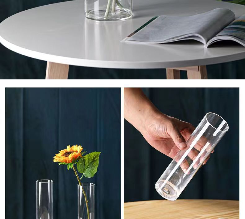 Zefei One-Piece Dropshipping Internet Celebrity Transparent Straight Glass Vase Bedroom Desktop Living Room Dining Table Fresh Flower Arrangement Ornament