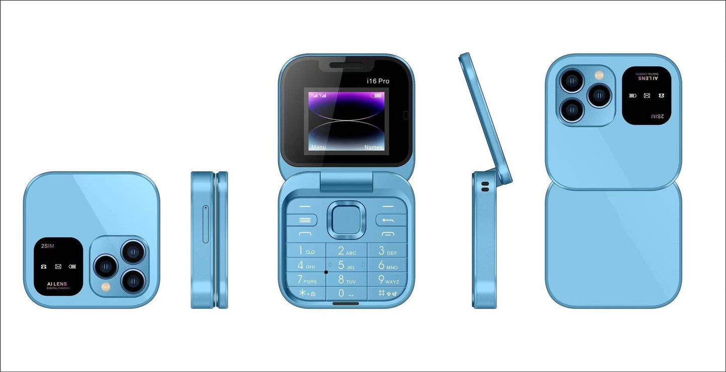 Mini Flip Phone Cross-Border i16 pro Flip Phone Dual SIM2G Button Mini Export Mobile Phone Wholesale