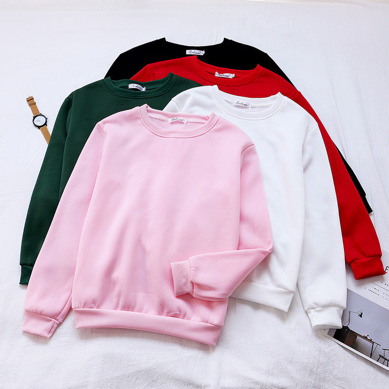 Base Layer Sweatshirt for Women, Autumn and Winter Loose Fit Lazy Style Hoodless Jacket, Thickened Couple Style, Korean Version, Class Uniform Wholesale