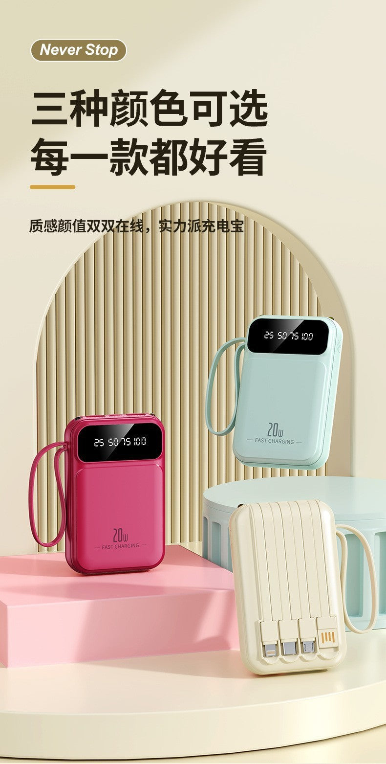 3C Certified Power Bank with Cable20000mAh large capacity portable power bank suitable for airplane use LOGO Customization