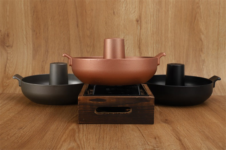 Old Beijing Shabu-Shabu Thickened Charcoal Elephant Trunk Hot Pot Solid Wine Utensils Clear Soup Hot Pot Classic Traditional Style Cooking Hot Pot