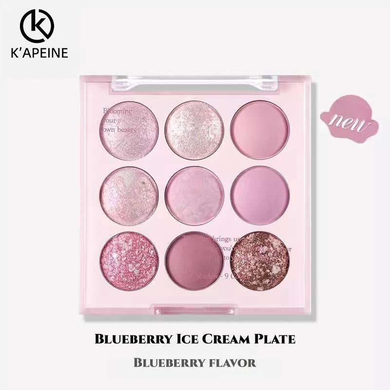 Capel Ice Cream Nine-Color Eyeshadow Palette Pearlescent Matte Rose Palette Under-eye Blush Oat Milk Tea Earth Pure Desire