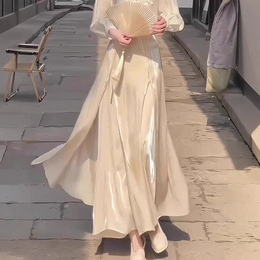 This Year's Trend: Beautiful, Youthful, Fashionable, Elegant Midi Skirt for Women with a High-End Feel, Flowing New Chinese Style National Style Skirt, Niche