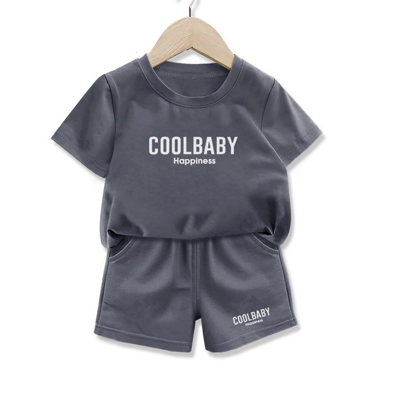 Boys and girls short sleeve t T-shirt Suit2025Summer New Baby Sports Two-Piece Set Fashionable Children's Clothing8