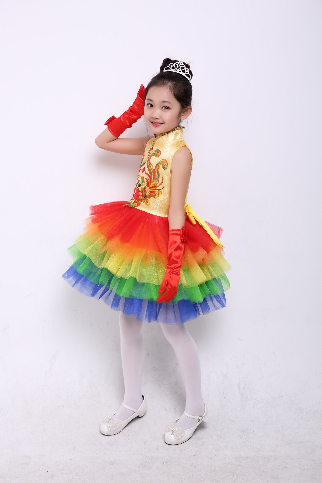 Children's Performance Costumes for Boys and Girls Chinese Style Primary and Secondary School Students Chorus Costumes Princess Dress Puffy Skirt Long Pants Performance Costumes