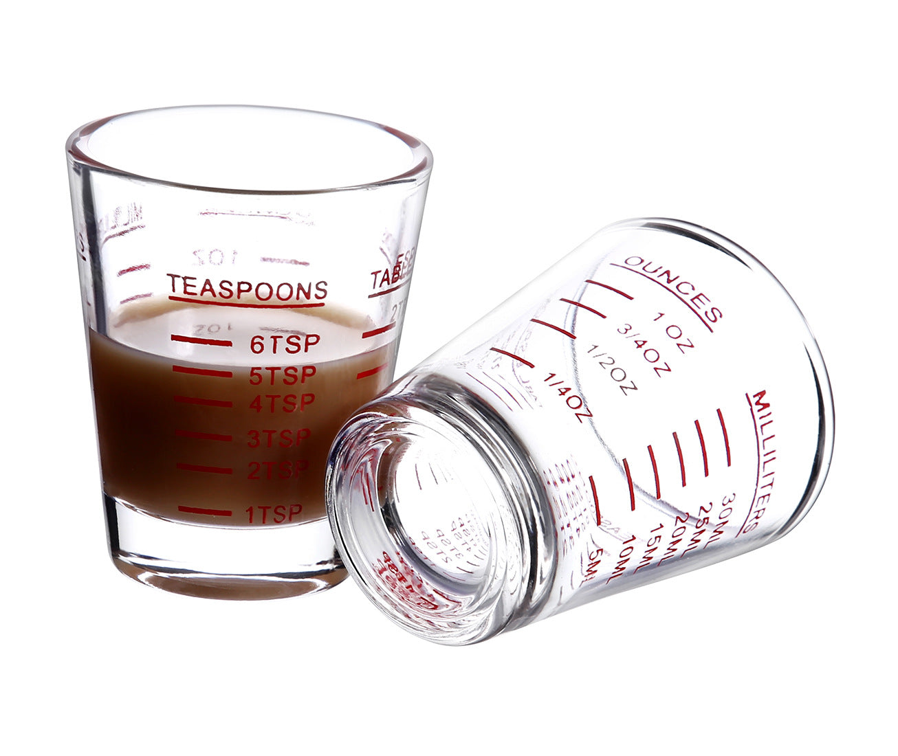 Wholesale Glass Small Round Cup Espresso Cup Double Measurement Baking Coffee Extraction Cup Thickened Liquor Cup Ounce Cup