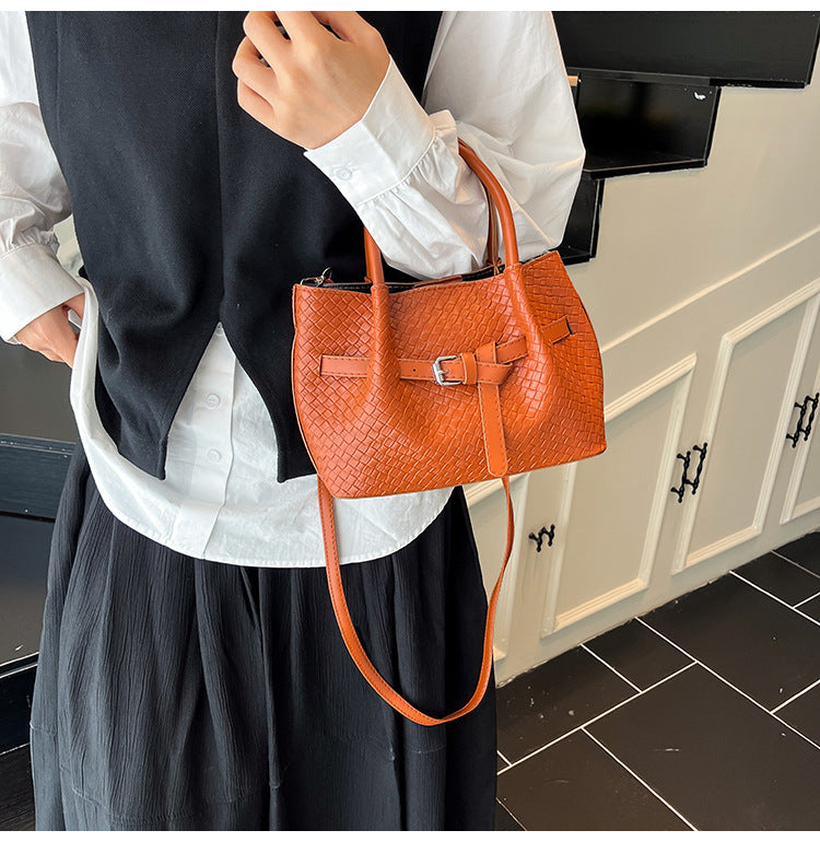 Korean style Niche Sweet Girl Handbag2025New high-end vegetable basket woven bag single shoulder crossbody bag
