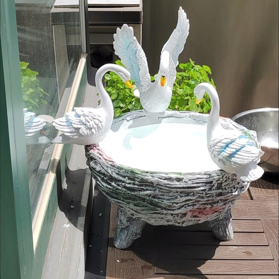 Creative Villa Outdoor Landscape Ornament Resin Green Radish Flower Pot Garden Courtyard Swan Pot Hydroponic Green Plant Container