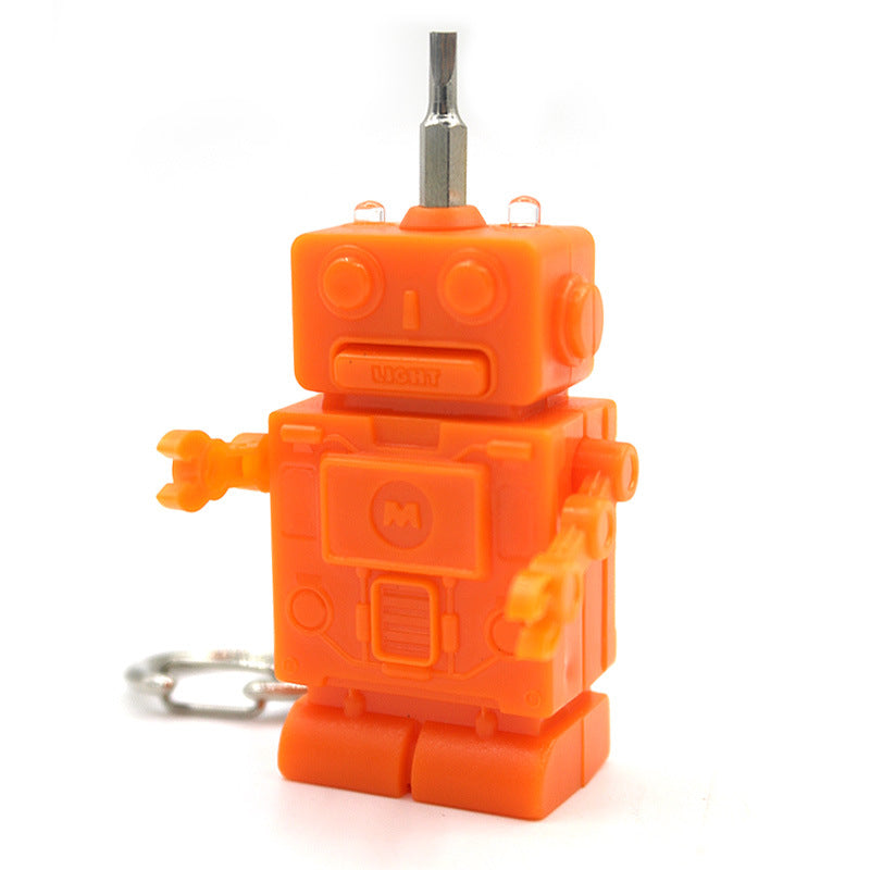 Mini Robot Screwdriver Keychain with LED Flashlight