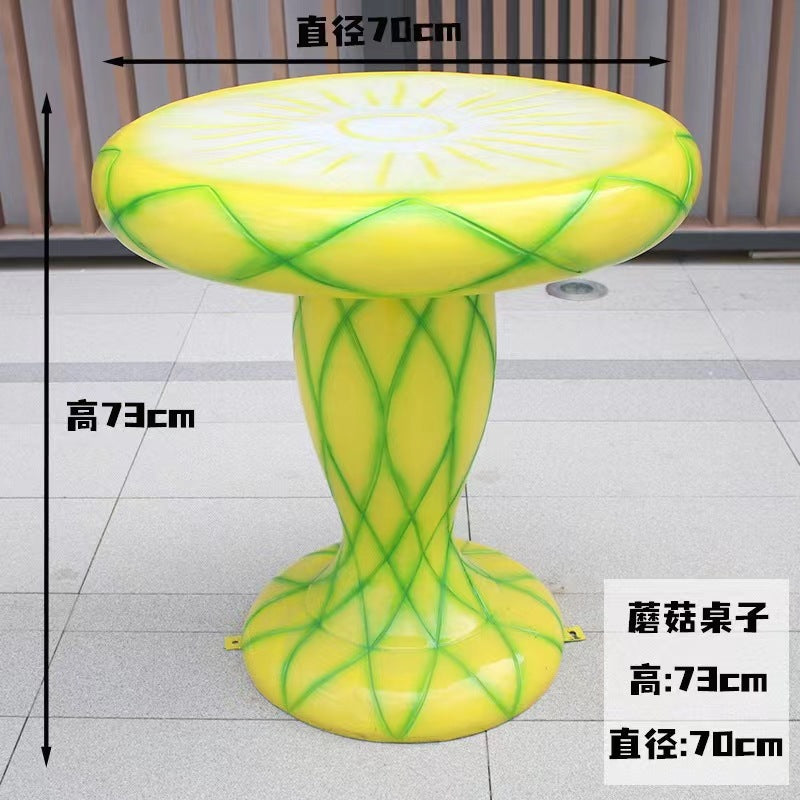 Outdoor fiberglass mushroom table and chair ornament Yard Table Courtyard Garden Kindergarten Garden Landscape Sculpture Ornament