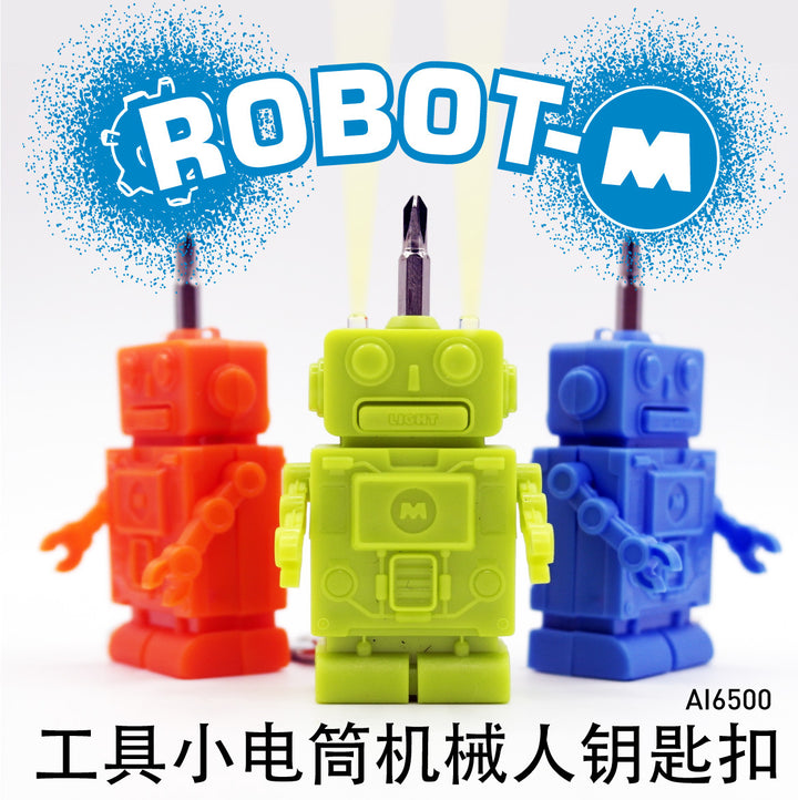 Mini Robot Screwdriver Keychain with LED Flashlight