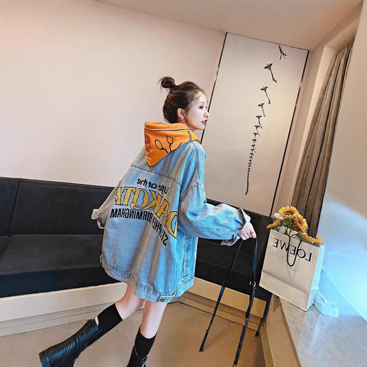 Amazon New Loose Denim Jacket for Women bf Embroidered Plus Size Cardigan Jacket Trendy Denim Jacket