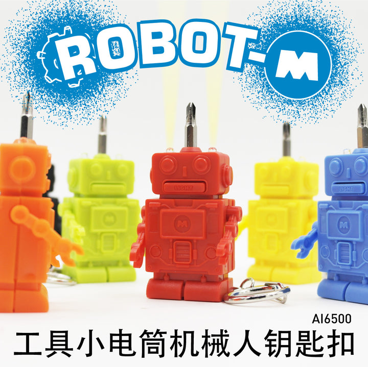 Mini Robot Screwdriver Keychain with LED Flashlight