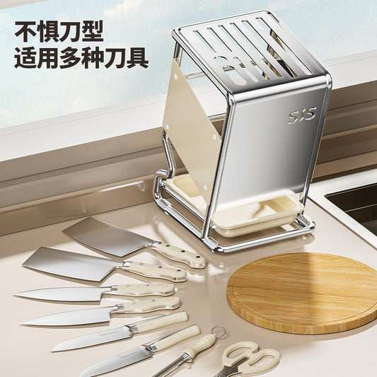 2025New Kitchen Knife Rack Storage Rack Cream Style Multifunctional Countertop Knife Holder Organizer Knife Storage Rack