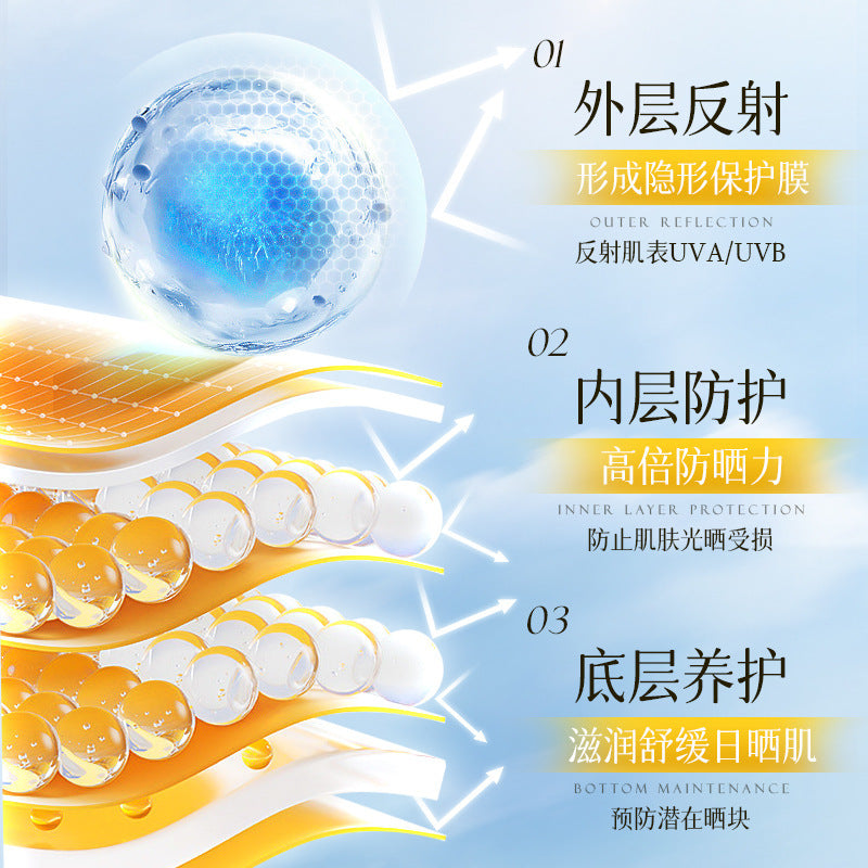 Bureni Hydrating Clear Whitening Sunscreen Cream Bare Face Refreshing Non-Greasy Waterproof Sweatproof Delicate Skincare6616