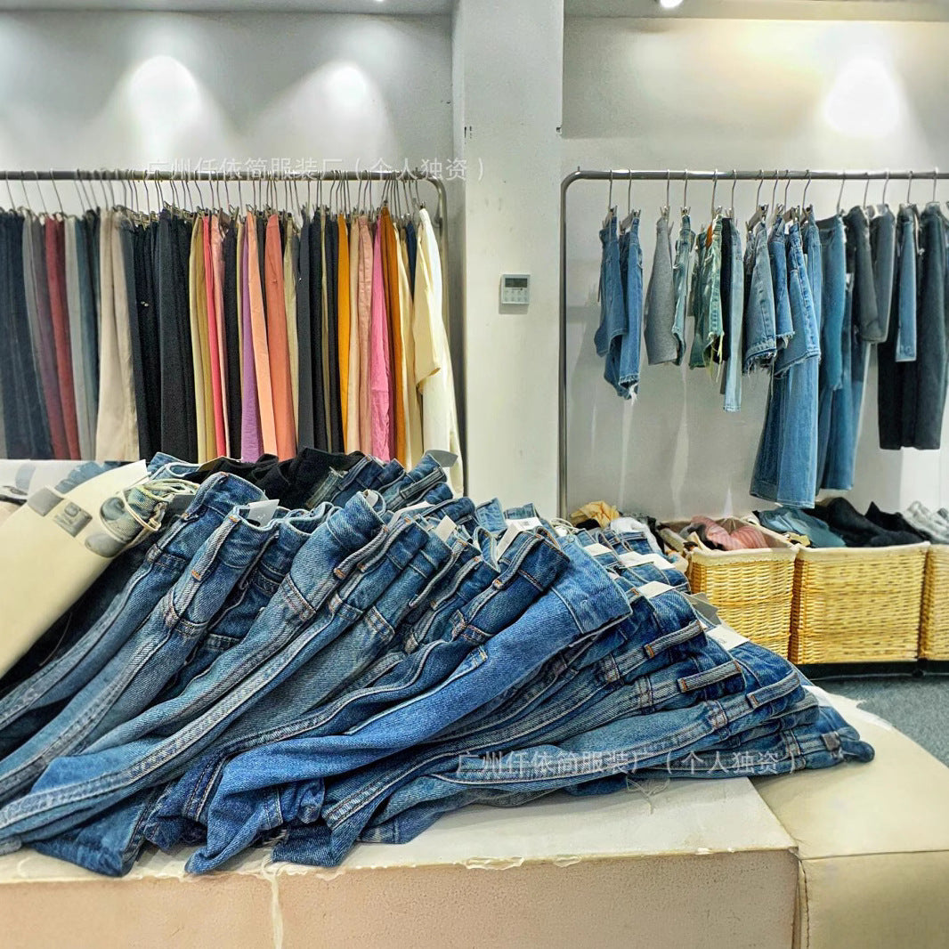Xintang Jeans2025New Style Flared Versatile Petite High Waist Slim Fit Straight Leg Jeans Wholesale