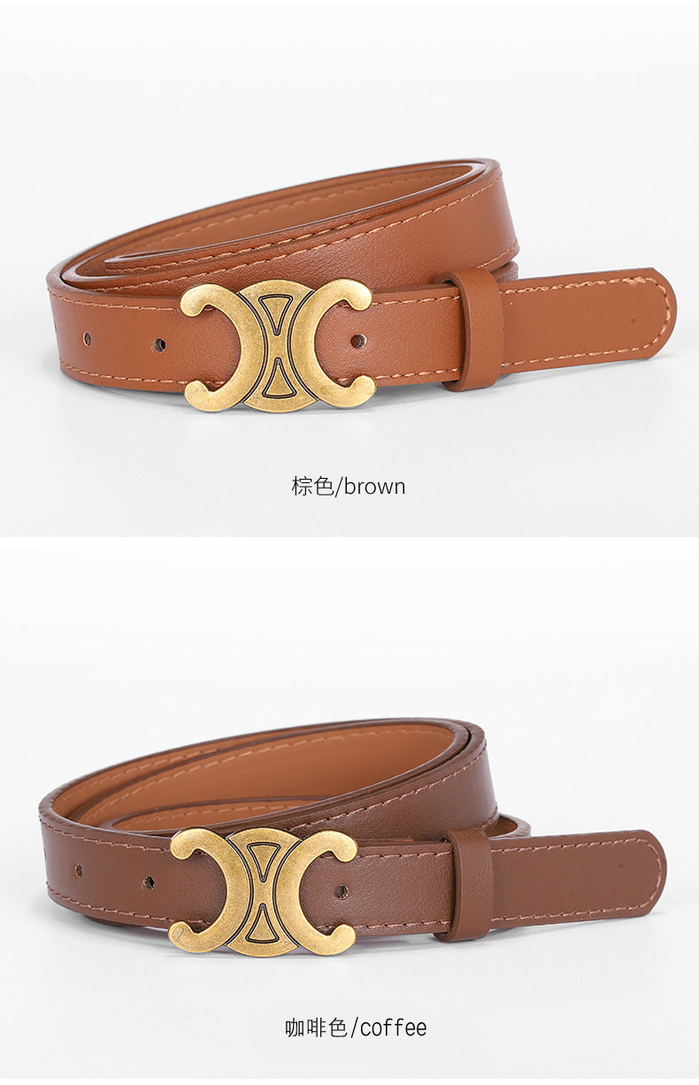 Women's English Letter Smooth Buckle Belt Versatile Jeans Decoration Fashion Trendy Internet Celebrity Fashion Waist Belt