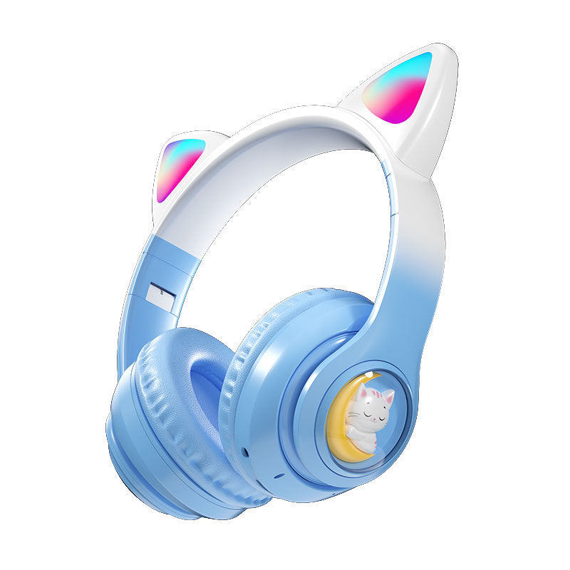 Space Capsule Cat Ear Bluetooth Headphones5.3Head-mounted Cute Glowing Cross-border Hot Item STN28S Ultra-long life battery