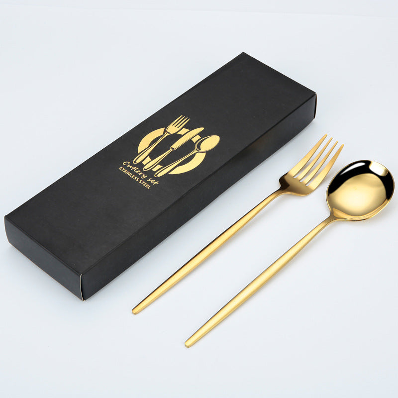 Portuguese Cutlery Stainless Steel Knife and Fork Two-Piece Set Western Steak Knife Fork Spoon Cutlery Gift Box Set Customizable LO
