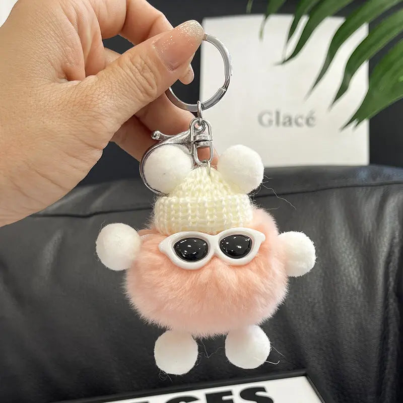 Rex Rabbit Fur Small Coal Ball Keychain Small Pendant Big Eyed Cartoon Plush Backpack Pendant High-end Small Gift http://detail.1688.com/offer/969101839202.html