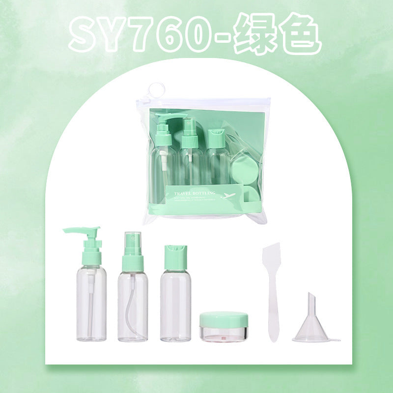 LMLTOP 7Travel Bottle Set 50ml Cosmetic Dispensing Bottle Spray Bottle Press Bottle Cream Box SY760