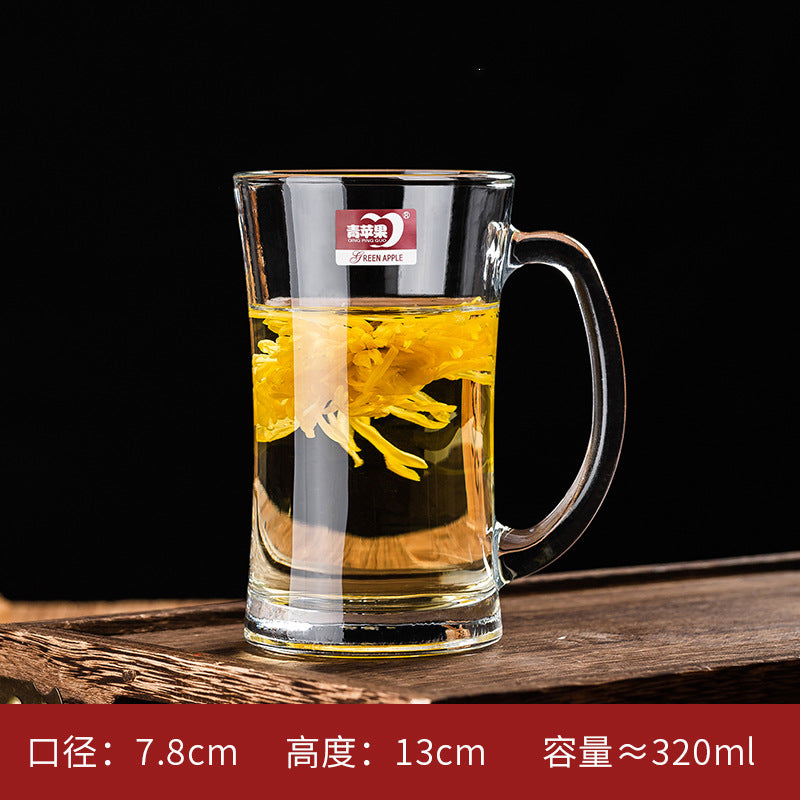 Transparent Glass Cup Heat-Resistant Large Thickened Tea Cup with Handle Beer Cup Without Lid Bar Gift Customizable logo