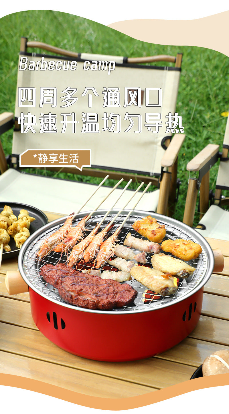 Factory Direct Sale Stainless Steel Charcoal Grill Portable Charcoal Fire BBQ Grill Outdoor Camping Home Indoor BBQ Rack