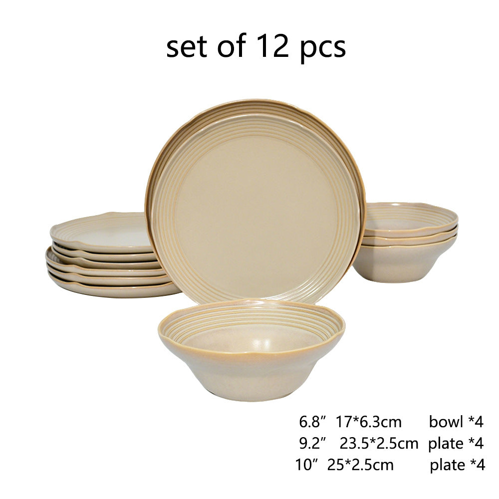 ceramic black plates bowl dinnerware Set of 4 set of 16Set