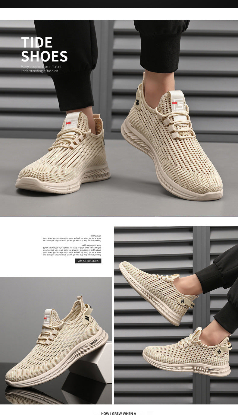 2024Wholesale Dropshipping Casual Sports Shoes Lightweight Breathable Trendy Men's Shoes Summer New Soft Sole Round Toe