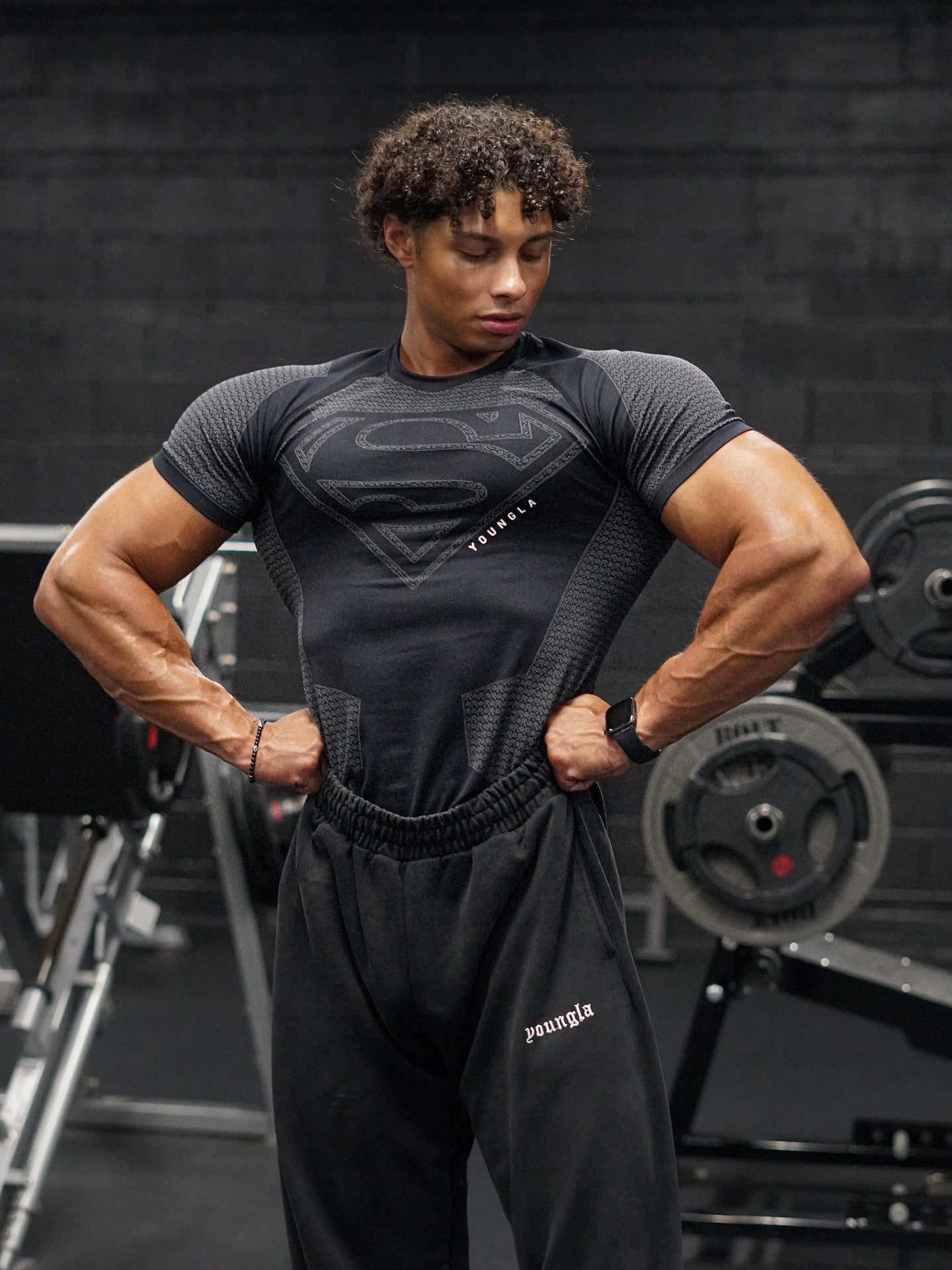 YOUNGLA New American-style Muscle Fitness Men's Sports Short Sleeve Casual Running Quick-dry Breathable Tight-fitting Shirt t T-shirt