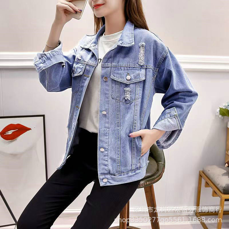 Spring and Autumn Foreign Trade Cross-Border Women's Denim Shirt Trendy Brand Korean Version Street Style Denim Top Women's Export Miscellaneous Denim Jacket