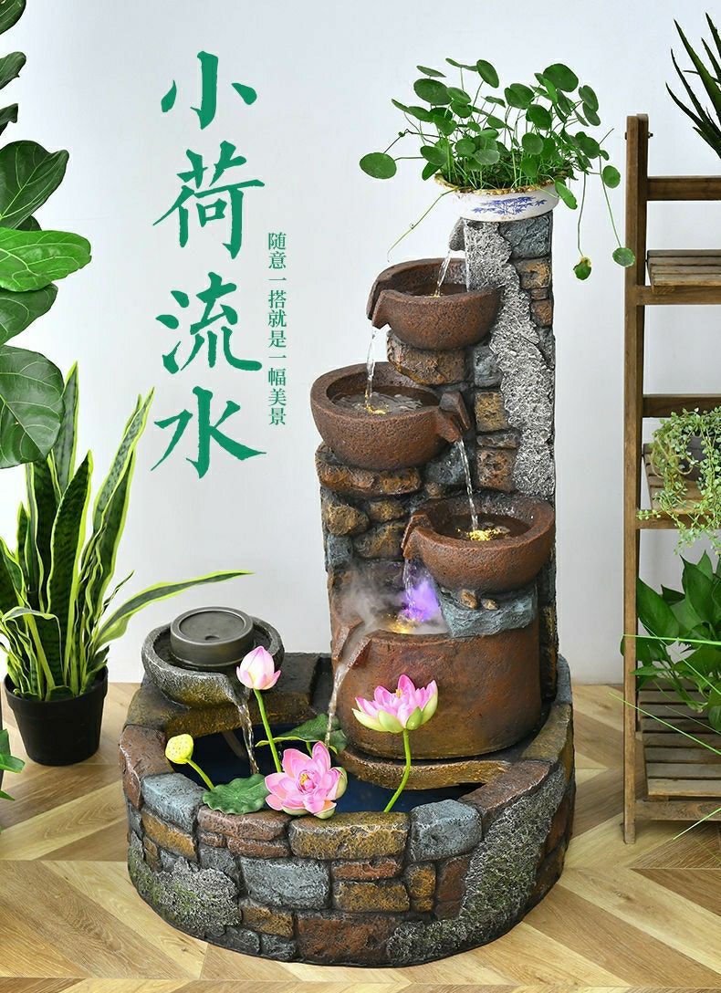 Pastoral External Circulation Water Pool Fountain Fish Tank Ornament for Home Living Room Courtyard Entrance Opening Decoration Zhao Zhi Zheng