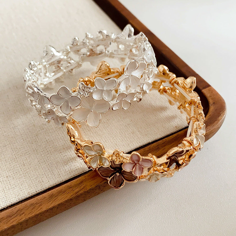 Irregular Geometric Oil Drop Flower Elastic Bracelet European and American Cross-Border Personality Design Bracelet Niche High-End Feel Jewelry