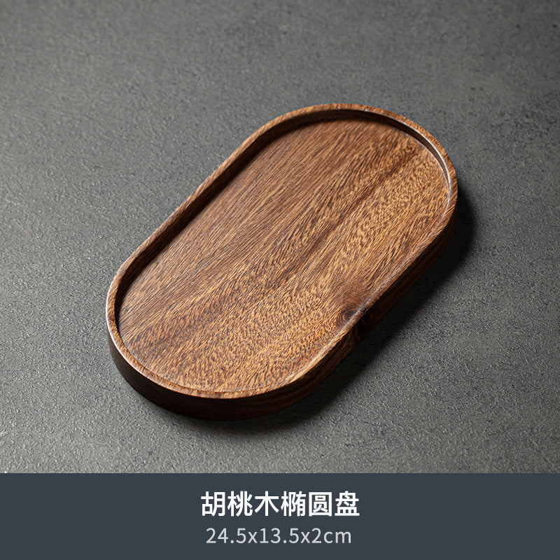 Walnut Tea Tray Minimalist Dry Tea Tray Cup Storage Tray Chinese Style Candy Dessert Fruit Tray Tea Room Tea House Wholesale