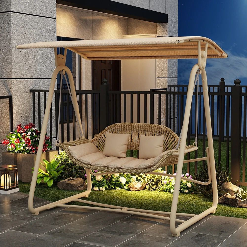 Outdoor Swing Courtyard Cradle Hanging Chair Villa Garden Balcony Terrace Leisure Lazy Internet Celebrity Double Swing Chair