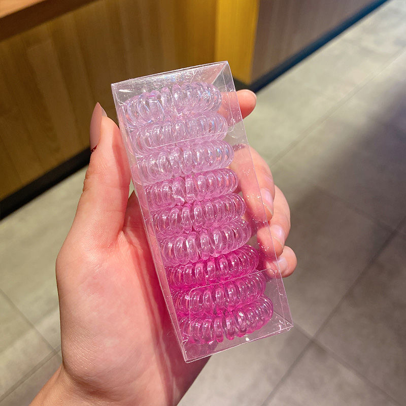 TikTok Hot Trend Korean Version ins Internet Celebrity Boxed Gradient Telephone Wire Hair Tie Fresh Style Elastic Band One Piece Dropshipping