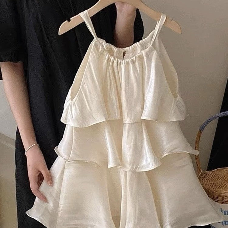 Little Salted Lemon baby Summer New Dress2025Girls' Embroidered Flower Bud Dress Stylish Baby Girl Tank Dress Trendy