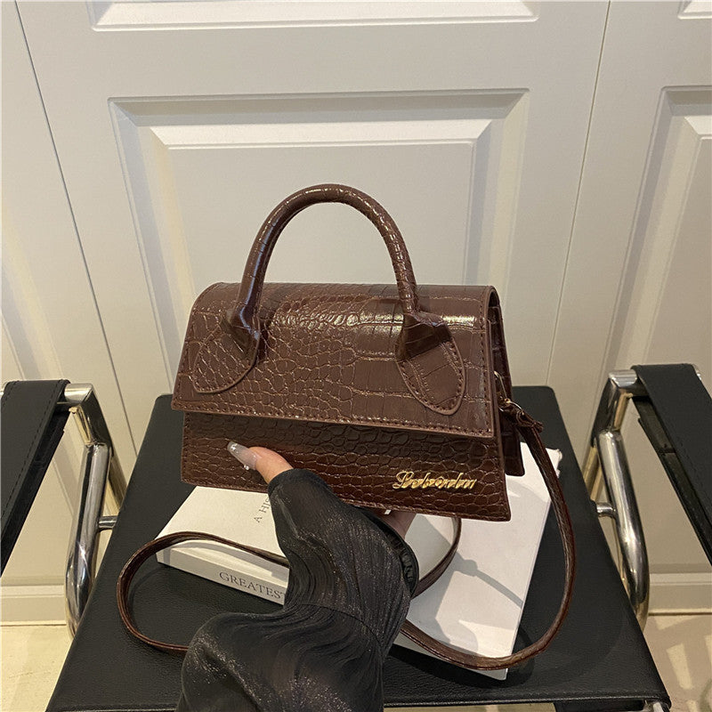 Korean style stone pattern single shoulder bag for women2025New Textured Handheld Small Square Bag Versatile Fashion Simple Crossbody Bag