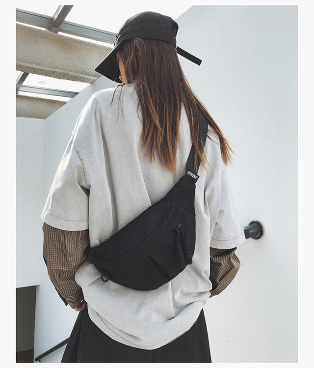 2025Summer New Simple Versatile Large Capacity Canvas Underarm Bag for Outings and Commutes, Niche Design Solid Color Chest Bag