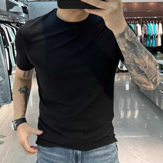 Second generation liquid ammonia mercerized cotton short sleeves T Men's Trendy Brand Stylish Slim Fit Pure Cotton Casual Short Sleeve T-Shirt